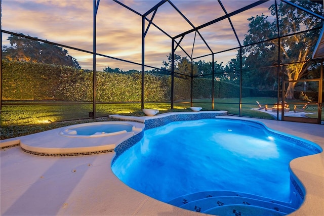 5025 Down Point Ln, Windermere, FL 34786 - view of pool with a pool with connected hot tub, a lanai, and a patio
