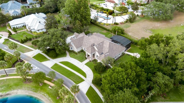 5025 Down Point Ln, Windermere, FL 34786 - aerial perspective of suburban area featuring a pool area