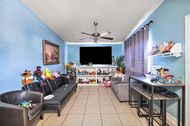 1508 Roger Babson Rd, Orlando, FL 32808 - living area with light tile patterned floors and ceiling fan