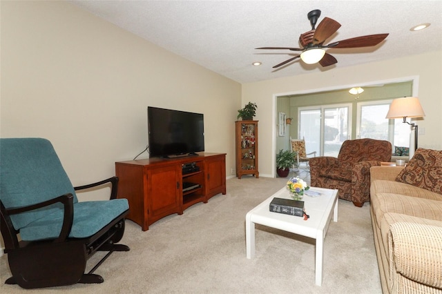 474 Windmeadows St Unit 0, Altamonte Springs, FL 32701 - living room with light colored carpet, a ceiling fan, and recessed lighting