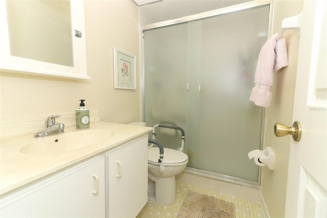474 Windmeadows St Unit 0, Altamonte Springs, FL 32701 - bathroom with tile patterned flooring, a shower stall, toilet, vanity, and baseboards
