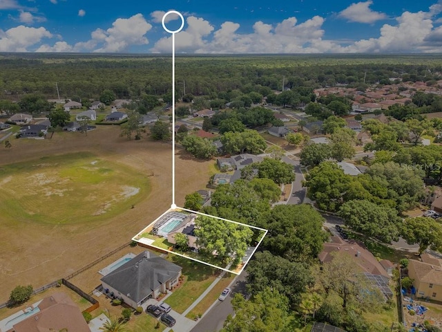 1837 Sweetwater W Cir, Apopka, FL 32712 - aerial perspective of suburban area with a heavily wooded area and property parcel outlined