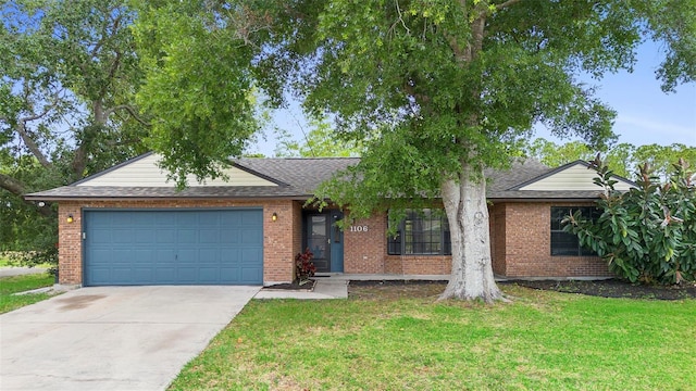 1106 Alpine Ave NW, Palm Bay, FL 32907 - ranch-style home featuring an attached garage, concrete driveway, a front lawn, and a shingled roof