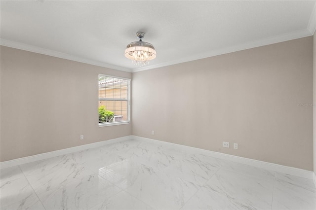 11863 Delfina Ln, Orlando, FL 32827 - spare room with light marble finish flooring, ornamental molding, and baseboards