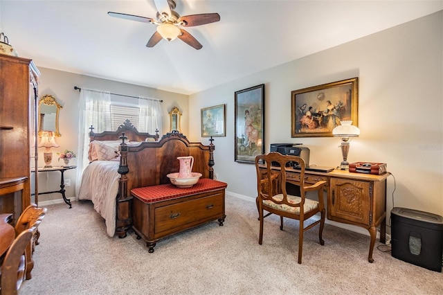 8721 Crystal Creek Ct, Land O Lakes, FL 34638 - bedroom with light colored carpet, baseboards, a ceiling fan, and an office area