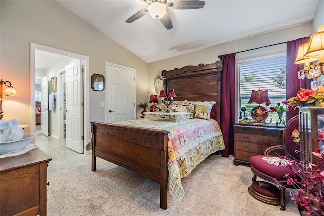 8721 Crystal Creek Ct, Land O Lakes, FL 34638 - bedroom with lofted ceiling, carpet, and ceiling fan