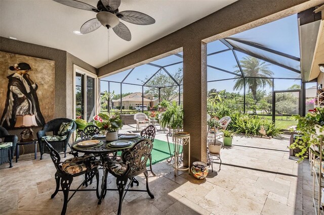 8721 Crystal Creek Ct, Land O Lakes, FL 34638 - sunroom with a ceiling fan