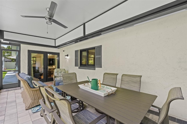 711 Valencia Ct, Winter Garden, FL 34787 - view of patio with french doors, outdoor dining area, and ceiling fan