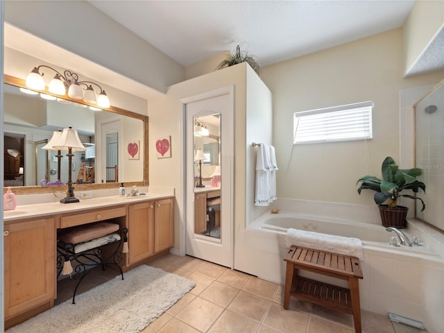 1319 Castleport Rd, Winter Garden, FL 34787 - bathroom featuring a bath, tile patterned flooring, and double vanity