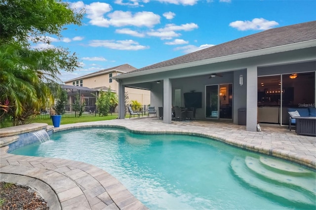 595 American Holly Pl, Oviedo, FL 32765 - view of pool with a ceiling fan, a patio, and fence