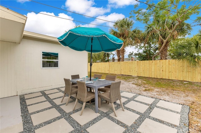 view of patio / terrace with fence and outdoor dining area