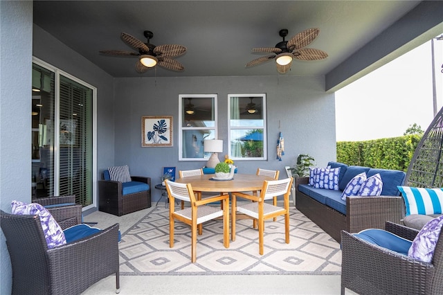6543 Orange Cream Aly, Winter Garden, FL 34787 - view of patio / terrace with a ceiling fan, an outdoor living space, and outdoor dining space