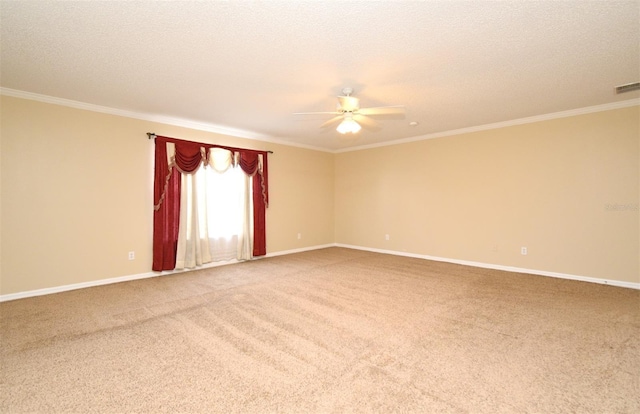 115 Bristol Forest Trl, Sanford, FL 32771 - empty room with ceiling fan, ornamental molding, carpet flooring, baseboards, and a textured ceiling