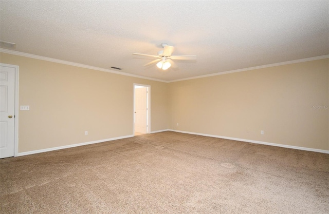 115 Bristol Forest Trl, Sanford, FL 32771 - spare room featuring ceiling fan, carpet, crown molding, baseboards, and a textured ceiling