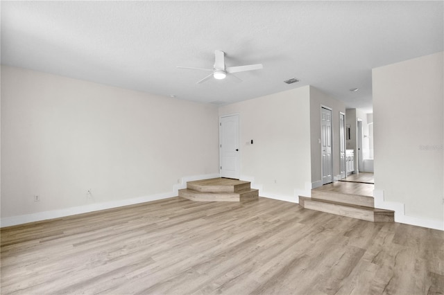 12917 Grovehurst Ave, Winter Garden, FL 34787 - unfurnished living room featuring ceiling fan, light wood finished floors, and baseboards