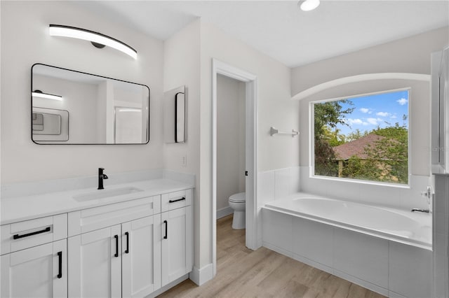 12917 Grovehurst Ave, Winter Garden, FL 34787 - full bath with toilet, wood finished floors, vanity, and a garden tub