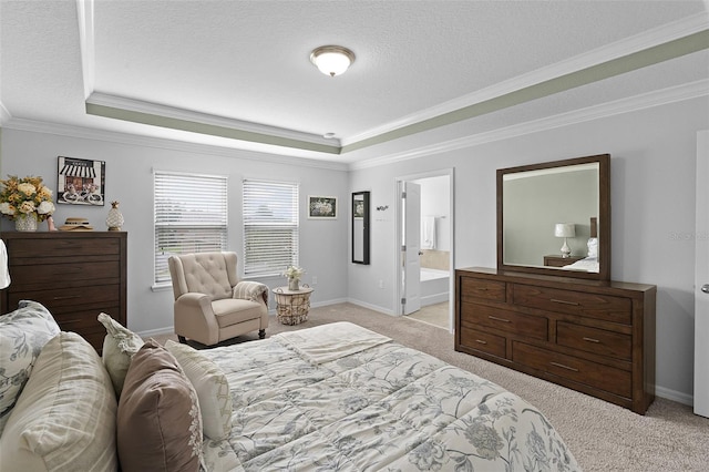 1553 Caterpillar St, Saint Cloud, FL 34771 - bedroom featuring light colored carpet, a raised ceiling, crown molding, a textured ceiling, and baseboards