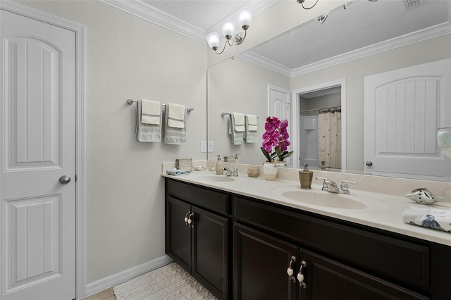 1553 Caterpillar St, Saint Cloud, FL 34771 - full bathroom featuring double vanity, crown molding, and baseboards