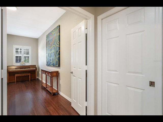 1064 N Tamiami Trl Unit 1219, Sarasota, FL 34236 - corridor with dark wood-type flooring and baseboards