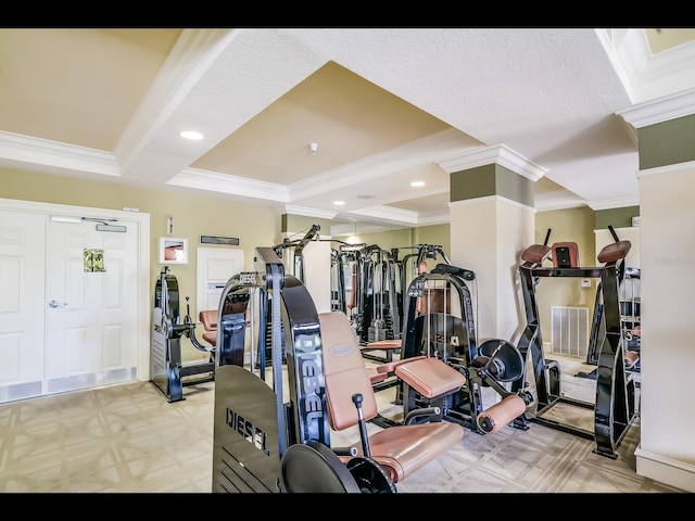 1064 N Tamiami Trl Unit 1219, Sarasota, FL 34236 - gym featuring crown molding