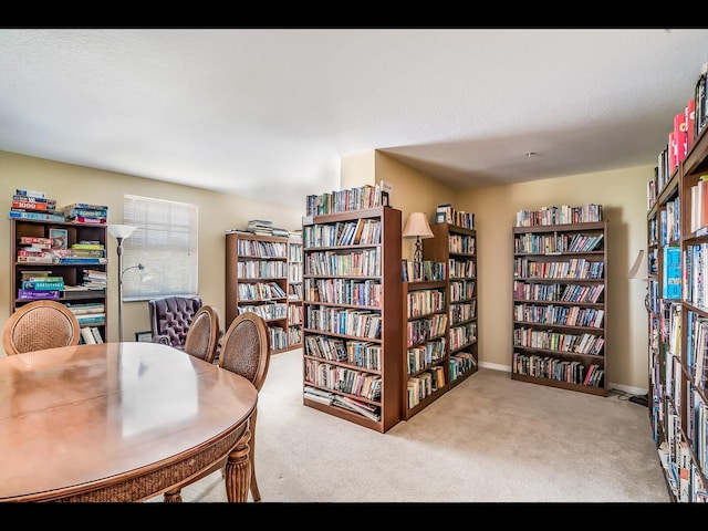 1064 N Tamiami Trl Unit 1219, Sarasota, FL 34236 - sitting room featuring bookshelves and carpet flooring