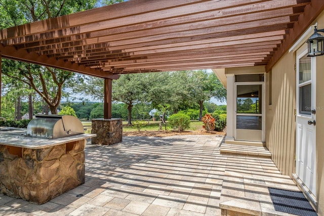 17631 Vista Belle Ct, Montverde, FL 34756 - view of patio with area for grilling and a pergola