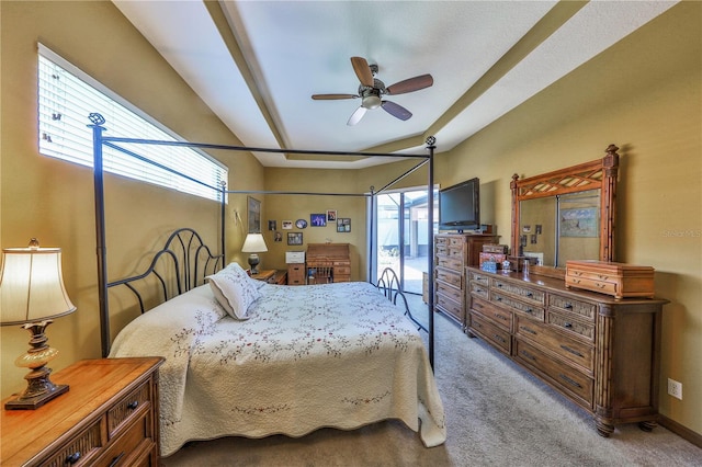 2921 Falconhill Dr, Apopka, FL 32712 - carpeted bedroom featuring access to exterior and ceiling fan