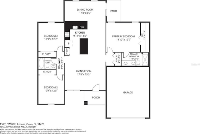 13881 SW 80th Ave, Ocala, FL 34473 - floor plan / room layout