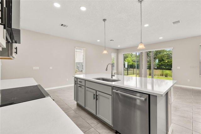 1915 Terrapin Rd, Ocoee, FL 34761 - kitchen featuring dishwasher, a sink, light tile patterned floors, light countertops, and recessed lighting
