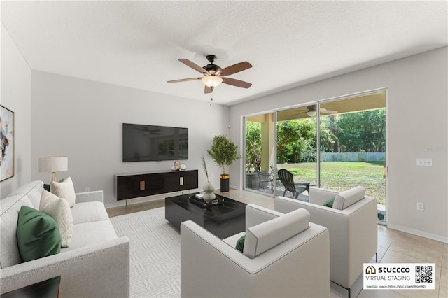 2827 Park Meadow Dr, Apopka, FL 32703 - living room featuring ceiling fan and light tile patterned floors
