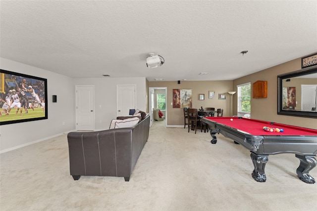 2827 Park Meadow Dr, Apopka, FL 32703 - game room with light colored carpet, pool table, and a textured ceiling