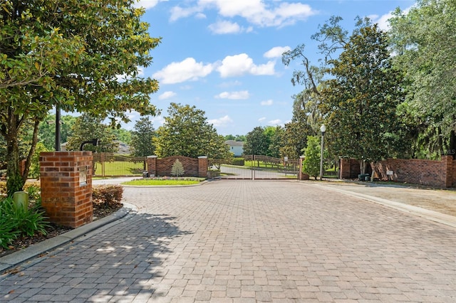 2827 Park Meadow Dr, Apopka, FL 32703 - view of road with a gate, curbs, street lights, and a gated entry