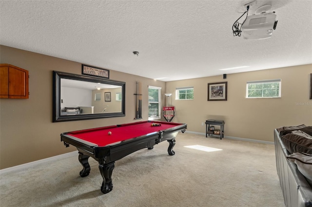 2827 Park Meadow Dr, Apopka, FL 32703 - rec room featuring billiards table, carpet floors, and a textured ceiling