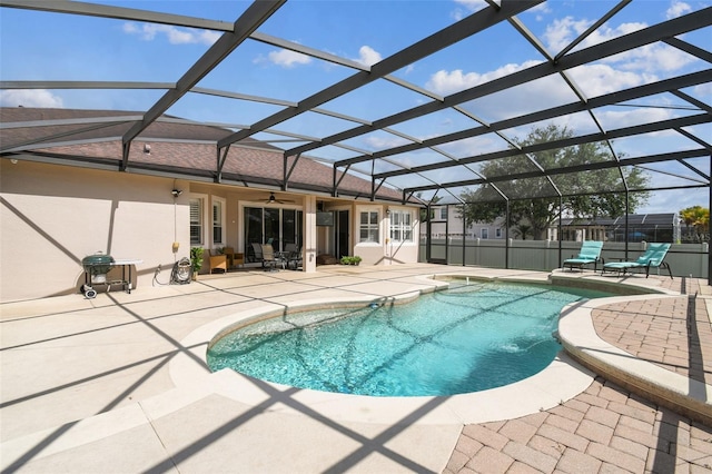 14003 Sobrado Dr, Orlando, FL 32837 - view of pool with ceiling fan, a patio, and a lanai