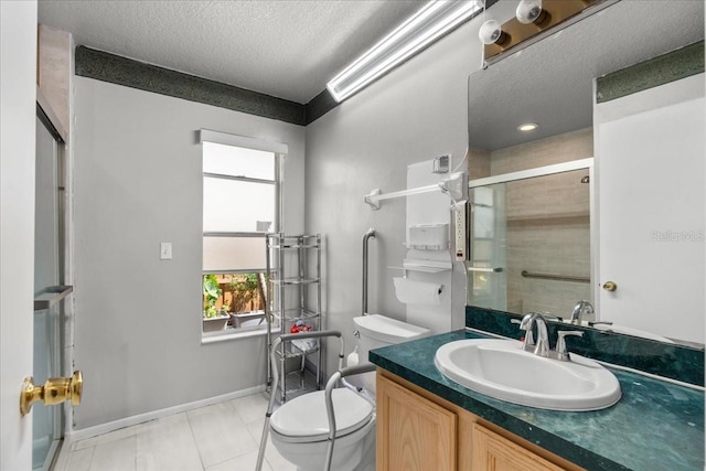 1240 Falconcrest Blvd, Apopka, FL 32712 - full bath featuring a textured ceiling, vanity, a stall shower, and tile patterned floors