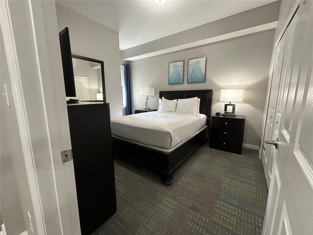 14501 Grove Resort Unit 1409, Winter Garden, FL 34787 - bedroom with dark colored carpet and baseboards