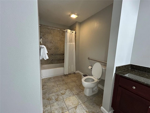 14501 Grove Resort Unit 1409, Winter Garden, FL 34787 - full bath with toilet, shower / tub combo with curtain, tile patterned floors, and baseboards