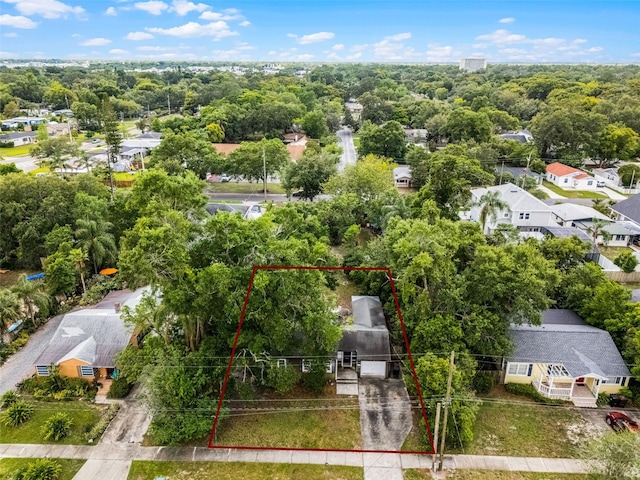 aerial view of residential area with property parcel outlined