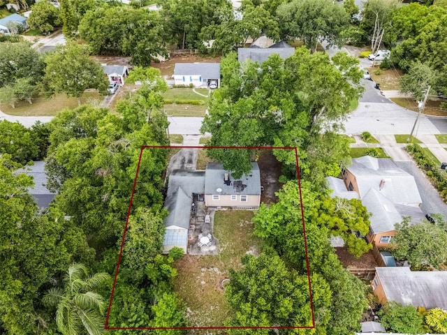 aerial view of residential area featuring property boundaries highlighted