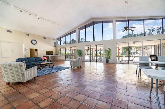 lobby with high vaulted ceiling