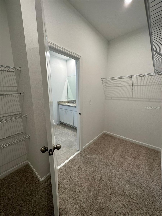 spacious closet with carpet flooring