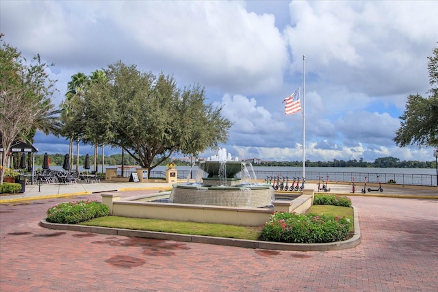 view of property's community with a water view