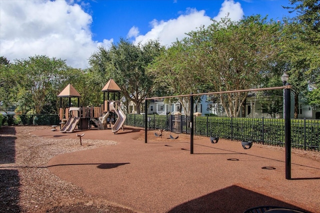 community play area featuring fence