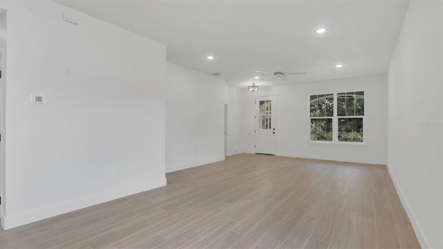 1371 Lake Dr, Casselberry, FL 32707 - empty room with recessed lighting, light wood-style flooring, baseboards, and ceiling fan