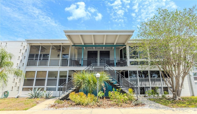view of building exterior with stairway