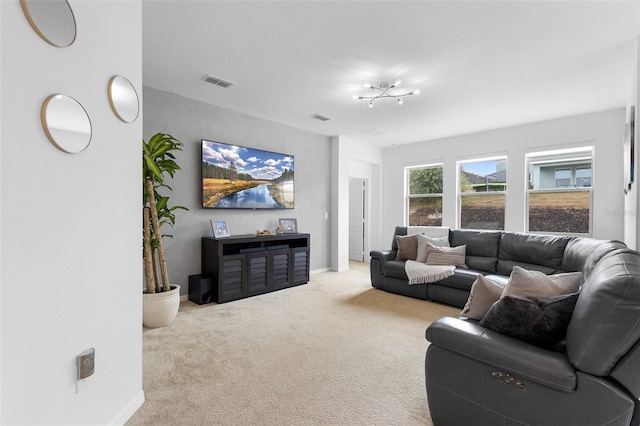 living room with carpet and baseboards