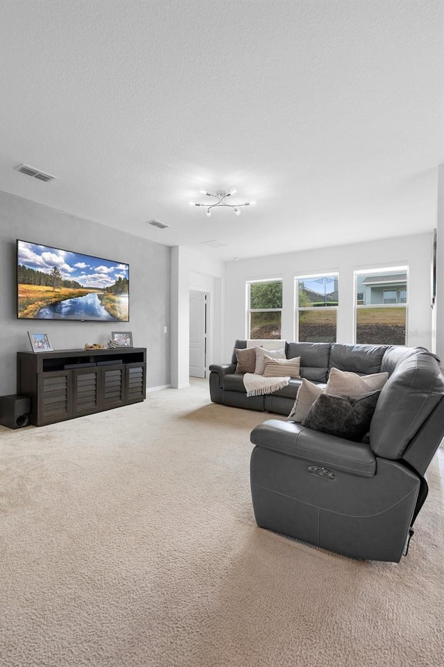 living area with carpet flooring