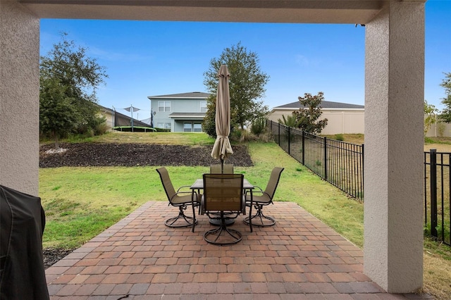 view of patio featuring outdoor dining space