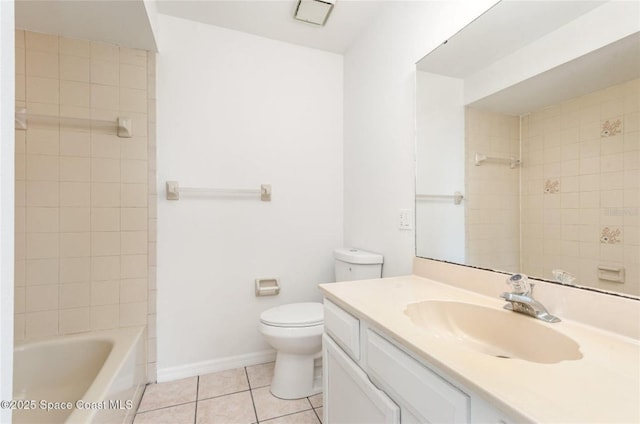 3164 Finsterwald Dr Unit 3164, Titusville, FL 32780 - full bath featuring tile patterned floors, toilet, baseboards, vanity, and bathtub / shower combination