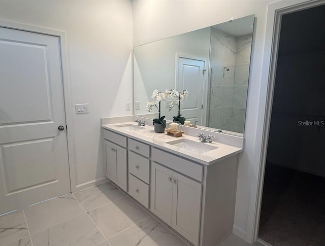 2681 Ginseng Ivy St, Apopka, FL 32703 - full bath with double vanity, marble finish flooring, and a shower stall